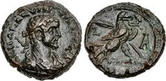 EGYPT, Alexandria. Quintillus. AD 270. BI Tetradrachm (23mm, 9.96 g, 12h). Dated RY 1 (AD 270). Laureate, draped, and cuirassed bust right / Eagle standing right, holding wreath in beak, with palm fro