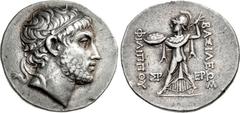 KINGS of MACEDON. Philip V. 221-179 BC. AR Tetradrachm (32mm, 16.82 g, 11h). Pella or Amphipolis mint. Struck circa 220-211 BC. Diademed head right / BAΣIΛEΩΣ ΦIΛIΠΠOY, Athena Alkidemos, seen from beh