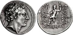 SELEUKID KINGS of SYRIA. Antiochos IV Epiphanes. 175-164 BC. AR Tetradrachm (31mm, 16.58 g, 12h). Antioch on the Orontes mint. Series 3, struck 168-164 BC. Diademed head right / BAΣIΛEΩΣ ANTIOXOY ΘEOY