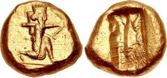 PERSIA, Achaemenid Empire. temp. Darios I to Xerxes I. Circa 505-480 BC. AV Daric (15mm, 8.35 g). Persian king or hero in kneeling-running right, holding spear in right hand, bow in left, quiver over 