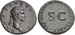 Divus Augustus. Died AD 14. Æ Sestertius (34mm, 27.58 g, 6h). Restitution issue. Rome mint. Struck under Nerva, AD 98. DIVVS • AVGVSTVS , laureate head of Divus Augustus right / IMP • NERVΛ • CAESAR •
