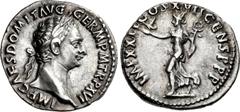 Domitian. AD 81-96. AR Denarius (19mm, 3.19 g, 6h). Rome mint. Struck 14-18 September AD 96. IMP CΛES DOMIT ΛVG GERM P M TR P XVI, laureate head right / IMP XXII COS XVII CENS P P P, Maia advancing le