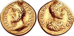 Septimius Severus, with Geta as Caesar. AD 193-211. AV Aureus (19mm, 5.97 g, 12h). Contemporary Indian imitation. IM ANTONI NVS AVG, laureate head left of Septimius Severus / SEPT V[?] GETA CAES PO, l