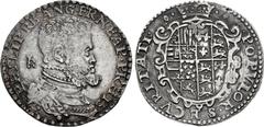 ITALY, Napoli (Regno). Filippo II di Spagna. 1554-1598. AR Mezzo Ducato (34mm, 14.91 g, 2h). First Period. Napoli (Naples) mint. Struck 1554-1556. • PHILIP • RE • ANG • FR • NEAP • PR • HIS, bareheade