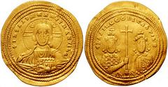 BASIL II and CONSTANTINE VIII. 976-1025. AV Histamenon Nomisma (26mm, 4.30 gm). Struck 1005-1025. Nimbate bust of Christ facing, holding Gospels / Busts of Basil and Constantine, holding cross between