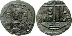 BYZANTINE. Anonymous Type B. 1028-1034. Æ Follis (27mm, 6.25 gm). Constantinople mint. Nimbate bust of Christ facing, holding book of Gospels; / Three-line legend separated by cross with • at end of e