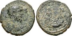 ARABIA, Adraa. Septimius Severus, with Julia Domna. AD 193-211. Æ (28mm, 13.42 g, 12h). Dated CY 102 (AD 207/8). [AVT • K • Λ • CЄΠ •] CЄOVHPON • KA–I IOV • ΔOMNAN CЄB •, busts of Septimius Severus, r