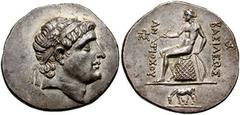 732387. Sold For $2750 SYRIA, Kings of. Antiochos Heirax. 246-227 BC. AR Tetradrachm (16.94 gm). Alexandria Troas mint. Head of Antiochos I right, wearing winged diadem / BAΣIΛEΩΣ ANTIOXOΥ, Apollo sea