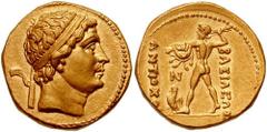 251263. Sold For $7500 GREEK KINGS of BAKTRIA. Diodotos I, as Satrap under Antiochos II of Syria. Circa 255-235 BC. AV Stater (19mm, 8.29 gm). Attic standard. Diademed head of Diodotos I right / Zeus 