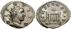 151306. Sold For $365 DIVUS TITUS. Died 81 AD. AR Antoninianus (24mm, 3.16 gm). Commemorative issue struck under Trajan Decius, 250/1 AD. DIVO TITO, radiate head right / CONSECRATIO, lighted altar. RI