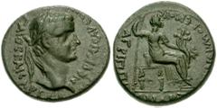 750393. Sold For $495 LYDIA, Philadelphia. Gaius (Caligula). 37-41 AD. Æ 19mm (4.27 gm, 2h). Artemon, son of Hermogenos, moneyer. ΓAIOC KAICAP ΓEPMAN[IKOC]/NEOKAICAPEWN, laureate head right / AΓΡIΠΠI[