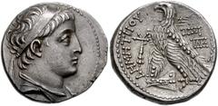 777719. Sold For $465 SELEUKID KINGS of SYRIA. Demetrios II Nikator. First reign, 146-138 BC. AR Tetradrachm (26mm, 14.19 g, 12h). Tyre mint. Dated SE 167 (146/5 BC). Diademed and draped bust right / 