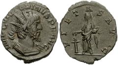 800692. Sold For $35 Victorinus. Romano-Gallic Emperor, AD 269-271. Antoninianus (19mm, 3.20 g, 12h). Colonia Agrippina (Cologne) mint. 3rd emission, AD 270. Radiate and cuirassed bust right / Pietas,