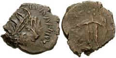 800697. Sold For $35 Barbarous radiate. Late 3rd-4th centuries AD. Antoninianus (17mm, 3.55 g, 9h). Radiate head right; blundered legend / Crude standing figure. Braithwell 223 (9 examples) and n. 12.