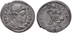 839174. ORDER $135  Constantine I. AD 307/310-337. Æ Follis (19mm, 2.68 g, 6h). Londinium (London) mint. Struck AD 323-324. CONSTAN-TINVS AG, laureate head right / SARMATIA DEVICTA, Victory advancing 