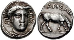 THESSALY, Larissa. Circa early 4th Century BC. AR Drachm (6.06 gm). Estimate $200 THESSALY, Larissa. Circa early 4th Century BC. AR Drachm (6.06 gm). Head of the nymph Larissa facing slightly right / 