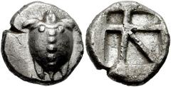 AEGINA. Circa 480-457 BC. AR Stater (11.83 gm). Estimate $400 AEGINA. Circa 480-457 BC. AR Stater (11.83 gm). T-back turtle; turtle's head seen in profile / Large skew pattern incuse. Milbank pl. I, 1