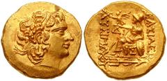 KINGS of PONTOS. Mithradates VI. 120-63 BC. AV Stater (8.19 gm). Istros mint. Struck during the First Mithradatic War, 88-86 BC. Estimate $500 KINGS of PONTOS. Mithradates VI. 120-63 BC. AV Stater (8.