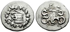 MYSIA, Pergamon. Circa 133-67 BC. AR Cistophoric Tetradrachm (12.59 gm). Struck circa 123-104 BC. Estimate $200 MYSIA, Pergamon. Circa 133-67 BC. AR Cistophoric Tetradrachm (12.59 gm). Struck circa 12