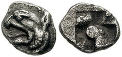 IONIA, Teos. Circa 540-478 BC. AR Tetartemorion (0.25 gm). Estimate $150 IONIA, Teos. Circa 540-478 BC. AR Tetartemorion (0.25 gm). Griffin head left / Quadripartite incuse square with central pellet.
