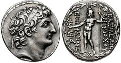 SELEUKID KINGS of SYRIA. Antiochos VIII. Second Reign, 121-113 BC. AR Tetradrachm (16.31 gm). Antioch mint. Estimate $300 SELEUKID KINGS of SYRIA. Antiochos VIII. Second Reign, 121-113 BC. AR Tetradra