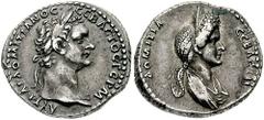 CAPPADOCIA, Caesarea. Domitian, with Domitia. AR Didrachm (7.08 gm). Struck in Rome for Caesarea, circa 93/4 AD. Estimate $3000 CAPPADOCIA, Caesarea. Domitian, with Domitia. AR Didrachm (7.08 gm). Str