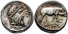 Q. Caecilius Metellus Pius Scipio, Imperator. 47-46 BC. AR Denarius (4.04 gm). North African mint. Estimate $400 Q. Caecilius Metellus Pius Scipio, Imperator. 47-46 BC. AR Denarius (4.04 gm). North Af
