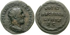 PUPIENUS. 238 AD. Æ Dupondius (10.75 gm). Estimate $750 PUPIENUS. 238 AD. Æ Dupondius (10.75 gm). Radiate, draped, and cuirassed bust right / Legend within wreath. RIC IV 19; Cohen -. VF, black and gr
