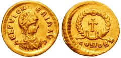 AELIA PULCHERIA, sister of Theodosius II and wife of Marcian. AV Tremissis (1.37 gm). Constantinople mint. Struck circa 420-455 AD. Estimate $200 AELIA PULCHERIA, sister of Theodosius II and wife of M