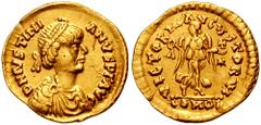 OSTROGOTHS. Athalaric. 526-534 AD. In the name of Justinian I. AV Tremissis (1.45 gm). Rome mint. Estimate $300 OSTROGOTHS. Athalaric. 526-534 AD. In the name of Justinian I. AV Tremissis (1.45 gm). R