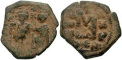 HERACLIUS. 610-641 AD. Æ Follis (5.60 gm). Neapolis in Palestine mint. Dated year 25 (634/35 AD). Estimate $200 HERACLIUS. 610-641 AD. Æ Follis (5.60 gm). Neapolis in Palestine mint. Dated year 25 (63
