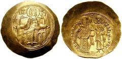 ANDRONICUS I. 1183-1185. AV Hyperpyron (4.24 gm). Constantinople mint. Estimate $400 ANDRONICUS I. 1183-1185. AV Hyperpyron (4.24 gm). Constantinople mint. The Virgin enthroned facing, holding the hea