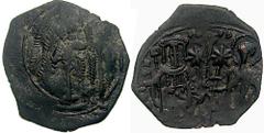 MICHAEL VIII. 1261-1282. Æ Trachy (1.68 gm). Thessalonica mint. Estimate $150 MICHAEL VIII. 1261-1282. Æ Trachy (1.68 gm). Thessalonica mint. Winged patriarchal cross / Michael, holding labarum, and S