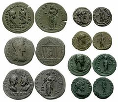 ROMAN PROVINCIAL. Moesia and Thrace. Lot of seven Æ. Includes the following: THRACE, Mesembria. Philip II as Caesar. Æ 27mm. Bare head of Philip right, facing bust of Serapis left / Concordia-Homonoia