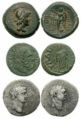 ROMAN PROVINCIAL. Pontus to Lydia.Lot of three Æ. Includes the following: PONTUS. Polemo II with Nero. AR Drachm (3.26 gm). Dated Year 19 (56/57 AD). Diademed head of Polemo right / Laureate head of N