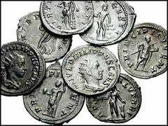 ROMAN IMPERIAL. Gordian III to Trebonianus Gallus. Lot of eight AR Antoniniani. Includes the following: GORDIAN III. Hercules (2). RIC IV 95; RSC 404 // Victory. RIC IV 19; RSC 199 // PHILIP II, as Ca