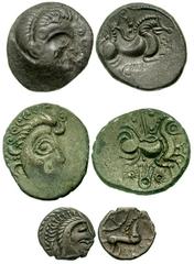 CELTIC. Gaul. The Coriosolites. Lot of Two Billon Staters, one with a boar on the reverse, the other a lyre. Both VF. Lot also includes: Iceni. 'Face/Horse' type. Queen Boudicca. AR Unit. Hobbs 3605ff