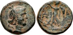 SYRIA, Coele-Syria. Chalkis ad Libanon . Ptolemaios. Tetrarch, circa 85-40 BC. Æ (14mm, 2.49 g, 12h). Dated year 2 of the Pompeian Era (63/2 BC). Head of Artemis right, bow and quiver over shoulder / 