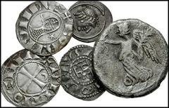 ANCIENT and MEDIEVAL. The East. Lot of five AR. Includes the following: ARABIA FELIX. Himyarite Confederacy. Amdan Bayyin Yanaf. Hemidrachm. BMC Arabia pg. 70 // EGYPT, Alexandria. Vespasian. Victory 