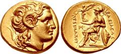 KINGS of THRACE, Macedonian. Lysimachos. 305-281 BC. AV Stater (18mm, 8.51 g, 12h). Alexandreia Troas mint. Struck circa 297/6-282/1. Diademed head of the deified Alexander right, with horn of Ammon /