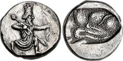 IONIA, Achaemenid Period. Uncertain satrap. Circa 350-333 BC. AR Tetradrachm (22mm, 14.94 g). Persian king, wearing kidaris and kandys , in kneeling-running stance right, holding spear in right hand, 