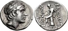 SELEUKID KINGS of SYRIA. Antiochos III ‘the Great’. 222-187 BC. AR Drachm (18mm, 4.28 g, 12h). Antioch on the Orontes mint. Struck circa 204-197 BC. Diademed head right / BAΣIΛEΩΣ ANTI-OXOY, Apollo De
