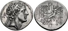 SELEUKID KINGS of SYRIA. Antiochos IV Epiphanes. 175-164 BC. AR Tetradrachm (30mm, 16.91 g, 12h). Ptolemaïs (Ake) mint. Struck circa 167-164 BC. Head right, wearing diadem terminating in stars; monogr