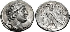 SELEUKID KINGS of SYRIA. Antiochos VII Euergetes (Sidetes). 138-129 BC. AR Tetradrachm (28mm, 14.26 g, 12h). Tyre mint. Dated SE 183 (130/29 BC). Diademed and draped bust right / BAΣIΛEΩΣ ANTIOXOY, ea