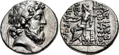 SELEUKID KINGS of SYRIA. Demetrios II Nikator. Second reign, 129-125 BC. AR Drachm (16mm, 3.98 g, 1h). Antioch on the Orontes mint. Struck 129-128 BC. Diademed head right / [B]AΣIΛEΩΣ ΔHMHTPIOY ΘEOY [