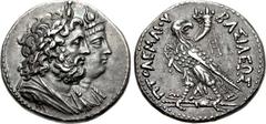 PTOLEMAIC KINGS of EGYPT. Ptolemy IV Philopator. 222-205/4 BC. AR Tetradrachm (26mm, 14.16 g, 1h). Alexandreia mint. Struck circa 217-215/0 BC. Jugate draped busts right of Serapis and Isis / BAΣIΛEΩΣ