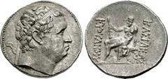 BAKTRIA, Greco-Baktrian Kingdom. Euthydemos I. Circa 225-200 BC. AR Tetradrachm (30mm, 16.53 g, 12h). Mint B ("Baktra"). Struck circa 206-200 BC. Diademed older head right / BAΣIΛEYΩΣ EYΘOYΔHMOY, Hera