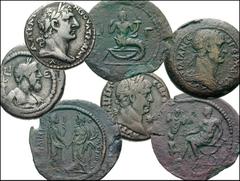 Collection of Provincial silver, billion, and bronze coins of Alexandria of Trajan. AD 97-117. Various denominations. Includes the following: 6 silver and billon tetradrachms, mostly from Egypt and 15