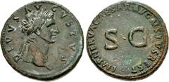 Divus Augustus. Died AD 14. Æ Sestertius (34mm, 26.49 g, 6h). Restitution issue. Rome mint. Struck under Nerva, AD 98. DIVVS • ΛV GVSTVS, laureate head of Divus Augustus right / IMP • NERVΛ CΛESAR • A