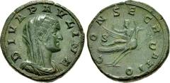 Diva Paulina. Died before AD 235. Æ Sestertius (30.5mm, 22.22 g, 12h). Consecration issue. Rome mint. 2nd emission of Maximinus I, AD 236. DIVA PAVLINA, veiled and draped bust right / C ONSECR ATIO, S